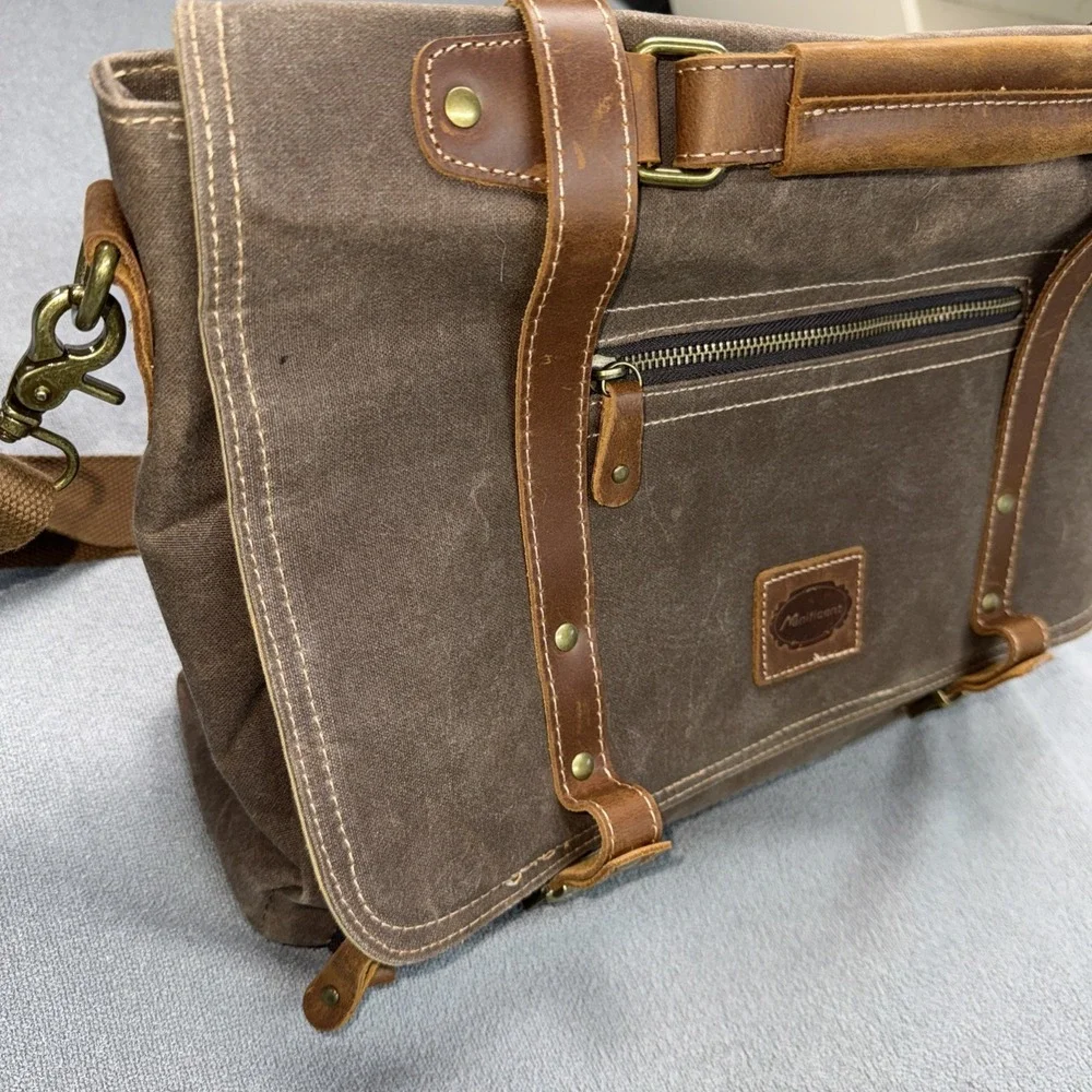Laptop Messenger bag for Mens 15.6 Inch, Waterproof Vintage Genuine Leather M...